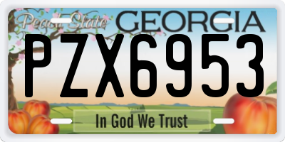 GA license plate PZX6953
