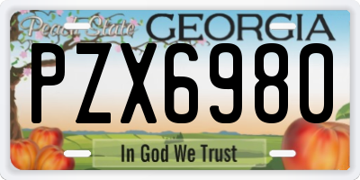GA license plate PZX6980