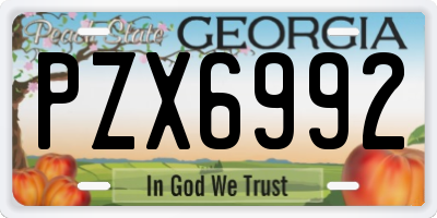 GA license plate PZX6992