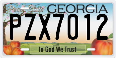 GA license plate PZX7012