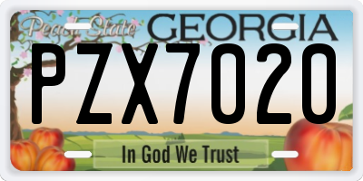 GA license plate PZX7020