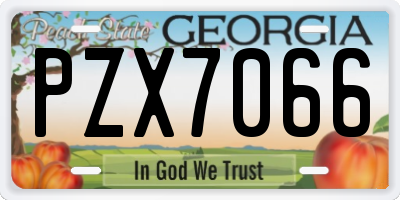 GA license plate PZX7066