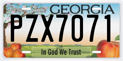 GA license plate PZX7071