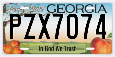 GA license plate PZX7074