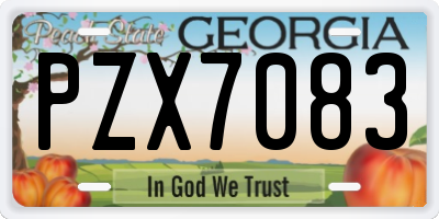 GA license plate PZX7083