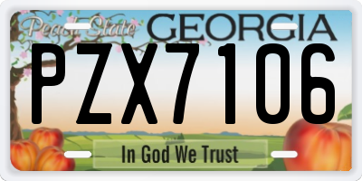 GA license plate PZX7106