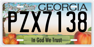 GA license plate PZX7138