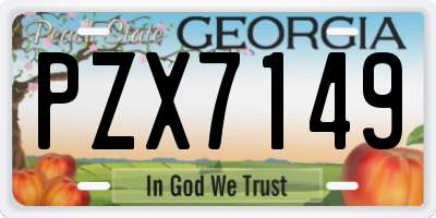 GA license plate PZX7149