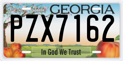 GA license plate PZX7162