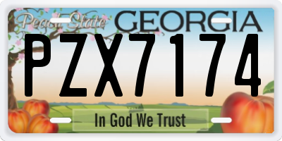 GA license plate PZX7174