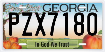 GA license plate PZX7180