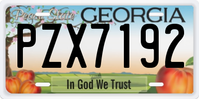 GA license plate PZX7192