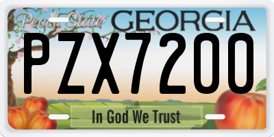 GA license plate PZX7200
