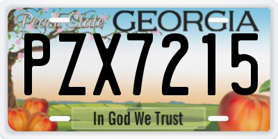 GA license plate PZX7215