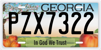 GA license plate PZX7322