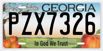 GA license plate PZX7326
