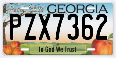 GA license plate PZX7362