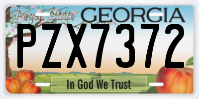 GA license plate PZX7372
