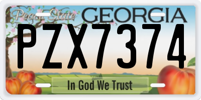 GA license plate PZX7374