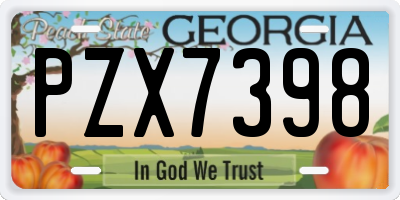 GA license plate PZX7398
