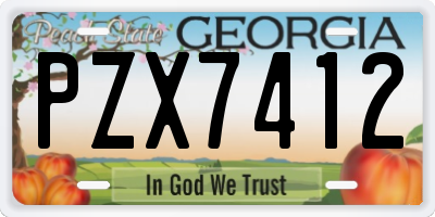 GA license plate PZX7412