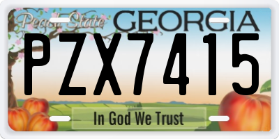GA license plate PZX7415