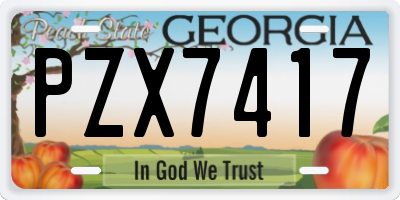GA license plate PZX7417