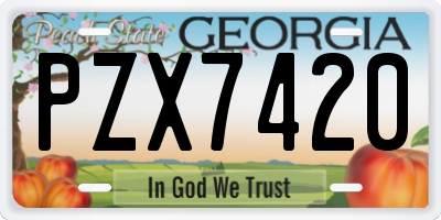 GA license plate PZX7420