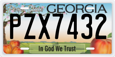GA license plate PZX7432