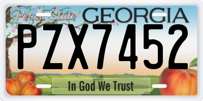 GA license plate PZX7452
