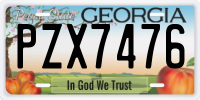 GA license plate PZX7476