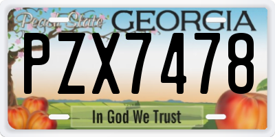 GA license plate PZX7478