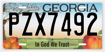 GA license plate PZX7492