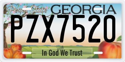 GA license plate PZX7520