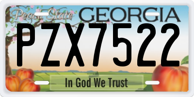 GA license plate PZX7522