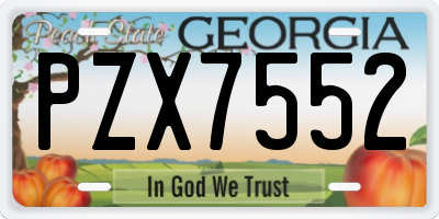 GA license plate PZX7552