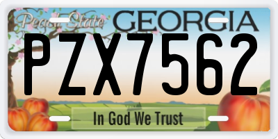 GA license plate PZX7562