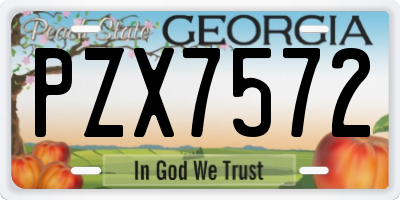 GA license plate PZX7572