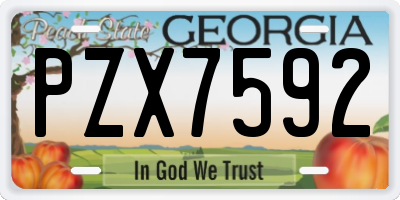 GA license plate PZX7592