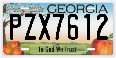 GA license plate PZX7612
