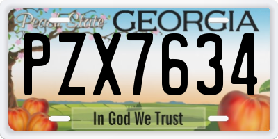 GA license plate PZX7634