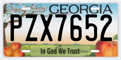 GA license plate PZX7652