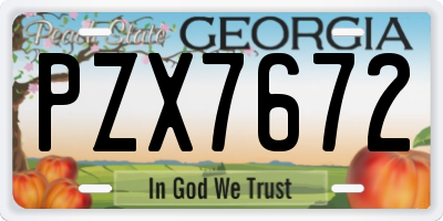 GA license plate PZX7672