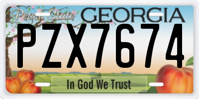 GA license plate PZX7674