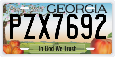 GA license plate PZX7692