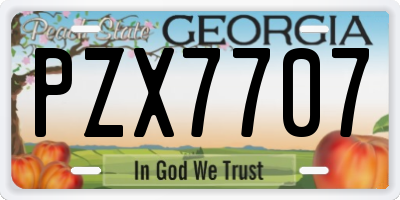 GA license plate PZX7707