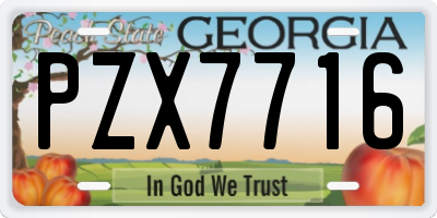 GA license plate PZX7716