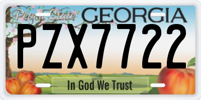 GA license plate PZX7722