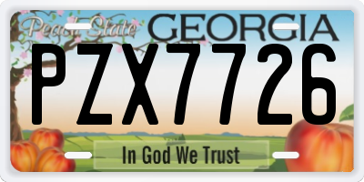 GA license plate PZX7726