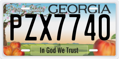 GA license plate PZX7740
